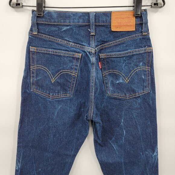 Levi's 501 Women Blue High Rise Button Fly Skinny Distressed Jeans Size 25 - Picture 6 of 14